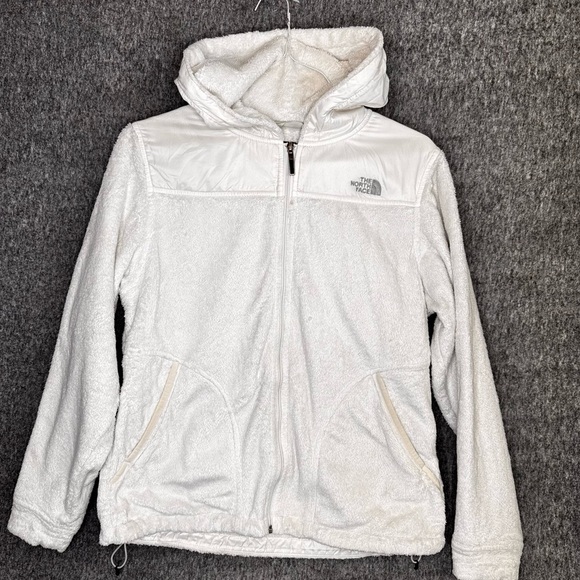 The North Face Oso Fleece Jacket Womens Sz LG White Hooded Plush Hoodie - Picture 1 of 13